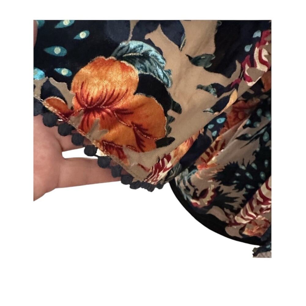 Sunday In Brooklyn Floral Velvet Trim Kimono Cardigan Boho Duster Medium M - Picture 5 of 7
